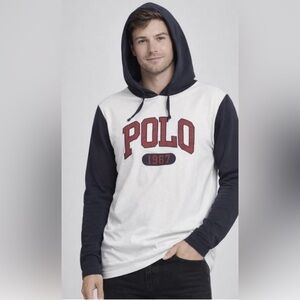 Polo Ralph Lauren White and Navy Hoodie with medium